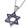 14K Gold & Blue Enamel Star of David Diamond Pendant Necklace - 2