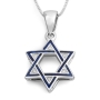14K Gold Blue Enamel Star of David Diamond Pendant Necklace - Choice of Color - 5