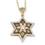 14K Gold Floral Star of David Pendant With 109 White & Champagne Diamonds - 5