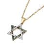 Anbinder Jewelry 14K Gold Blue and White Diamond Studded Star of David Pendant for Women - 4