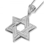 14K Gold Star of David Pendant with Double Diamond Rows - 3