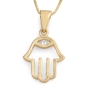 14K Gold Hamsa Pendant Necklace With Diamond-Accented Evil Eye Design (Choice of Color) - 6