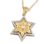 14K Gold Floral Star of David Pendant With 79 Diamonds - 5