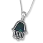 Hamsa Sterling Silver and Azurite Necklace  - 1