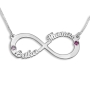 Sterling Silver Together Forever Infinity English / Hebrew Name Necklace - Two Names with Birthstones - 1