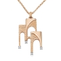 18K Gold Jerusalem Gate Pendant Necklace With Diamonds - 3