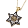 14K Gold Jerusalem Star of David Pendant With 36 Black & White Diamonds - 2