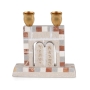 Jerusalem Stone Cut-Out Ten Commandments Candlesticks - Mosaic - 2