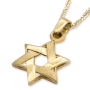 Chic 14K Yellow Gold Interlocking Star of David Pendant Necklace - 1