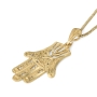 14K Gold Women’s Filigree Hamsa Pendant with Menorah Design - 3