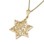 14K Gold Women’s Large Star of David Pendant with Filigree Design - 2