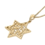 14K Gold Women’s Large Star of David Pendant with Filigree Design - 3