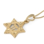 14K Gold Textured Star of David and Chai Pendant with Stars for Women and Kids - 3