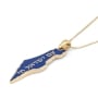 14K Gold and Blue Enamel Map of Israel Pendant with Am Yisrael Chai - 6