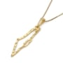 14K Yellow Gold Hammered Outline Map of Israel Pendant - 3