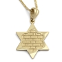 14K Gold Star of David Pendant Necklace With Western Wall Design - 2