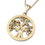 Stylish 14K Yellow Gold Tree of Life Pendant Necklace With Colorful Gemstones - 1
