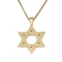 Luxurious 14K Gold Engraved Star of David Pendant Necklace - 4