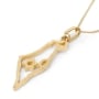 14K Gold Outline Map of Israel Pendant with Star of David - 2