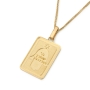 14K Gold Rectangular Hamsa Pendant with Traveler's Prayer - 3