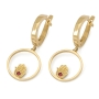 14K Gold Hamsa Hoop Earrings with Rubies - 1