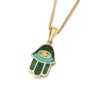 14K Yellow Gold and Eilat Stone Hamsa Pendant with Diamond and Evil Eye - 3