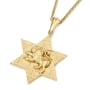 14K Gold Star of David Unisex Pendant with Lion of Judah and Western Wall Motif - 3