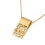 14K Yellow Gold Hamsa Folded Tab Ruby Pendant Necklace  - 2