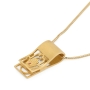 14K Yellow Gold Hamsa Folded Tab Ruby Pendant Necklace  - 3
