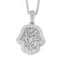 14K Gold Hamsa with Foliate Design and Lined with Diamonds - Color Option - 2