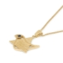 14K Gold Star of David and Dove of Peace Pendant with Sapphire and Western Wall Design - 4