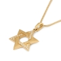 14K Gold Domed Star of David Pendant with Diamond Studded Triangle - 4
