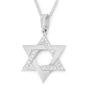 14K Gold Domed Star of David Pendant with Diamond Studded Triangle - 2