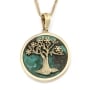 14K Gold and Eilat Stone Tree of Life Pendant Necklace - 1