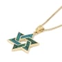 14K Gold and Eilat Stone Star of David Color-Block Pendant  - 4