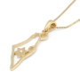 14K Gold Dainty Map of Israel Pendant with Diamond Studded Star of David - 3