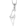 14K White Gold Map of Israel Pendant with Chai - 1