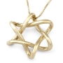 Modern 14K Gold Interlocking Star of David Pendant Necklace - 1