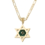 Large 14K Yellow Gold Men's Star of David Pendant with Engraved Chai on Eilat Stone - 2