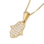 14K Gold Women's Diamond Studded Hamsa Pendant - 3