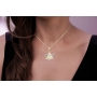 Diamond-Accented 14K Yellow Gold Star of David Pendant Necklace With Dove of Peace Design - 3
