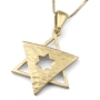 Modern 14K Gold Star of David Pendant Necklace - 2