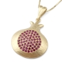 Luxurious 14K Yellow Gold Pomegranate Pendant Necklace With Ruby Stones - 1
