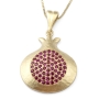 Luxurious 14K Yellow Gold Pomegranate Pendant Necklace With Ruby Stones - 4