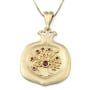 Luxurious 14K Yellow Gold Pomegranate Pendant Necklace With Ruby-Accented Tree of Life Design - 1