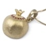 Three-Dimensional Ruby Stone-Accented 14K Yellow Gold Pomegranate Pendant Necklace - 2