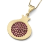 Polished 14K Yellow Gold Pomegranate Pendant Necklace With Ruby Stones - 2