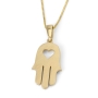Hamsa With Heart 14K Gold Pendant Necklace - 2