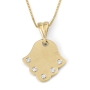 14K Yellow Gold Hamsa Pendant Necklace With White Diamonds - 2
