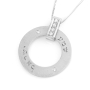 14K Gold Disk Shema Yisrael Pendant Necklace With Diamond Accent - 3